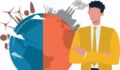 Illustration of entrepreneur focused on climate technologies.